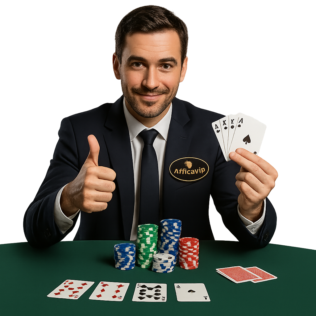 Homme confiant avec quinte royale